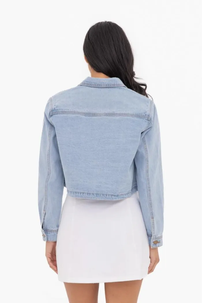 Drawstring Crop Denim Jacket