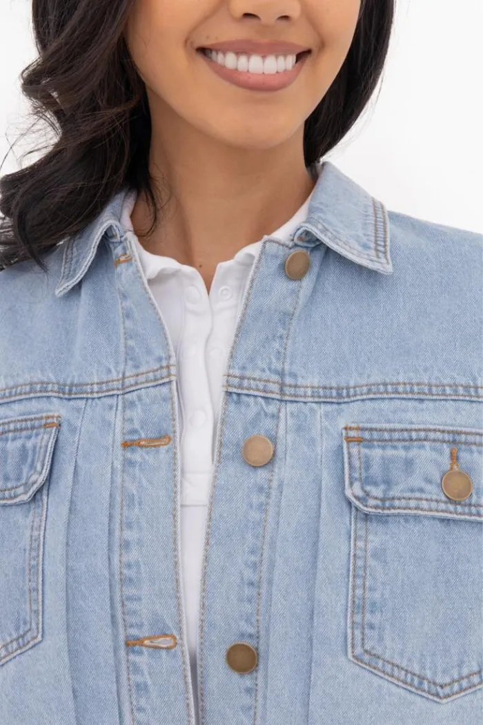 Drawstring Crop Denim Jacket