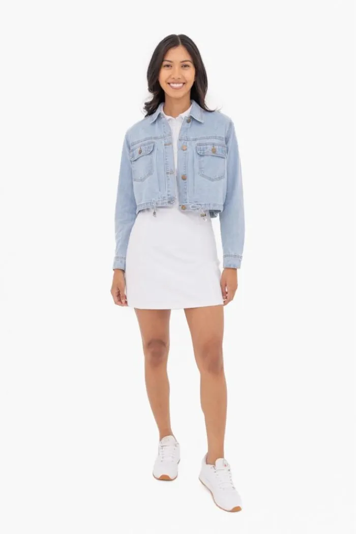 Drawstring Crop Denim Jacket