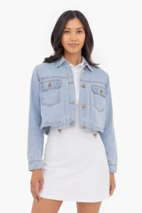 Drawstring Crop Denim Jacket