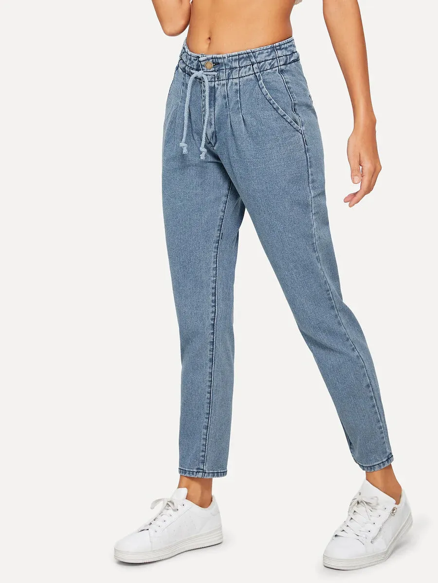 Drawstring Waist Jeans