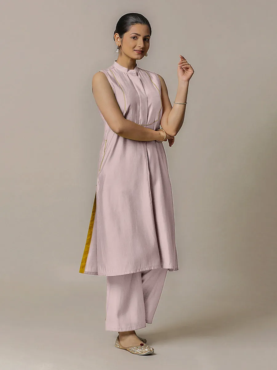 Eira x Rozaana | A Line Kurta w/ Mandarin Collar in Lilac | Coords or Only Kurta