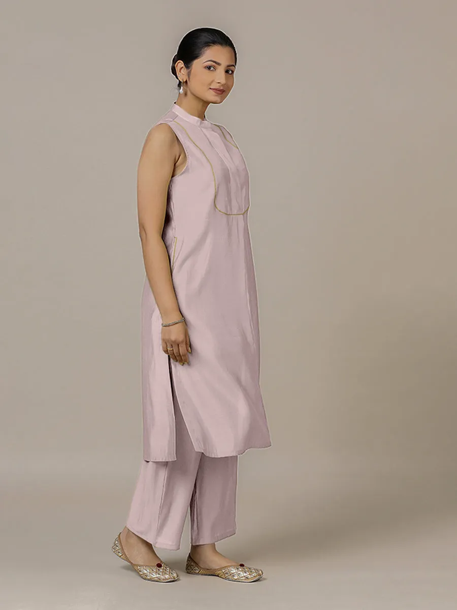 Eira x Rozaana | A Line Kurta w/ Mandarin Collar in Lilac | Coords or Only Kurta