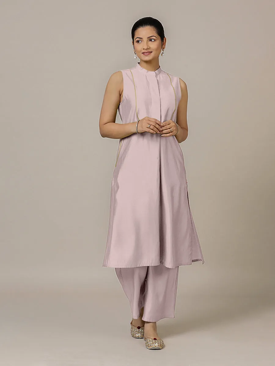 Eira x Rozaana | A Line Kurta w/ Mandarin Collar in Lilac | Coords or Only Kurta