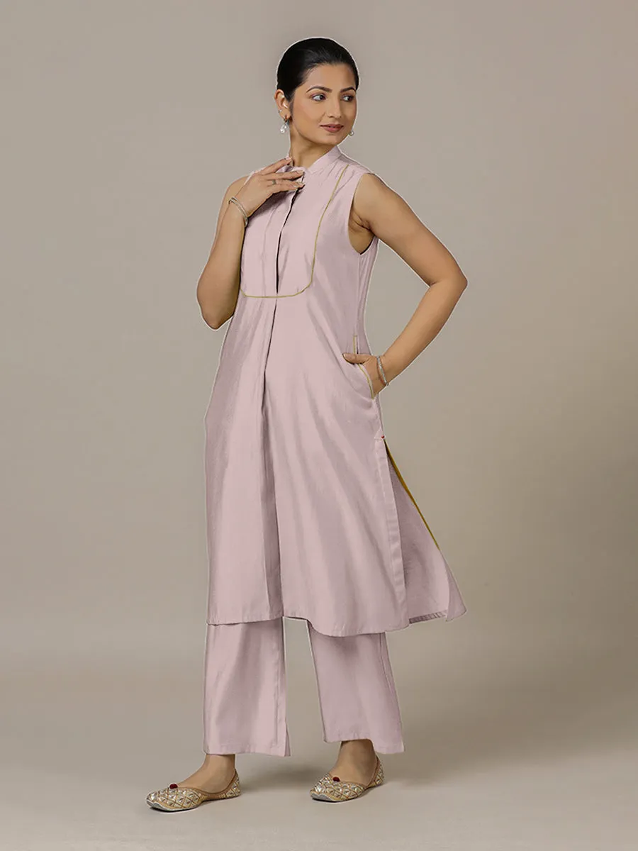 Eira x Rozaana | A Line Kurta w/ Mandarin Collar in Lilac | Coords or Only Kurta