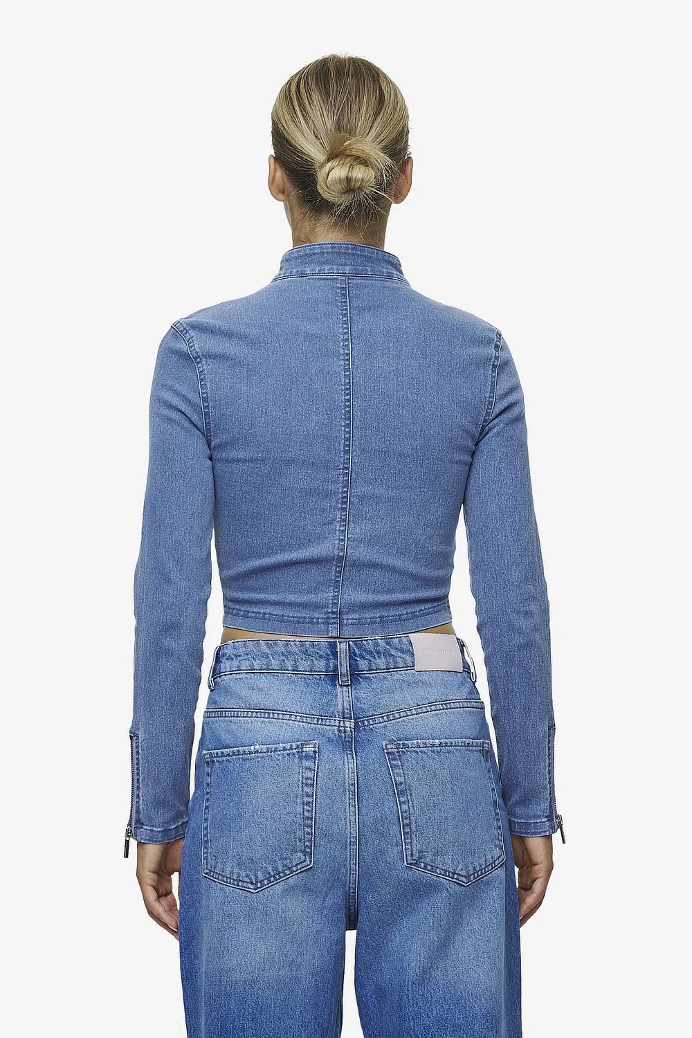 Elly Denim Biker Jacket Washed Blue