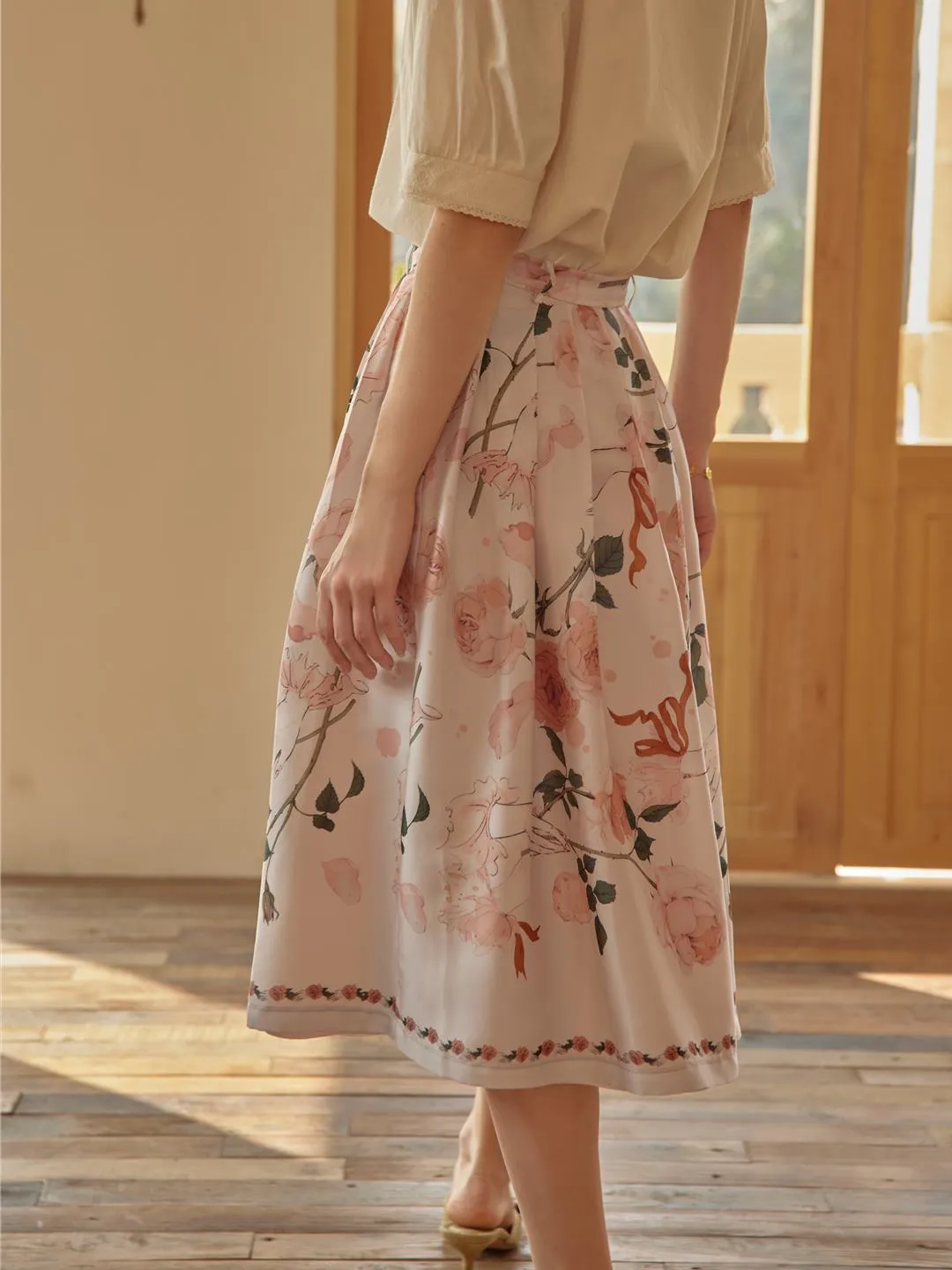 【Final Sale】Amira Floral-Print Pleated Skirt