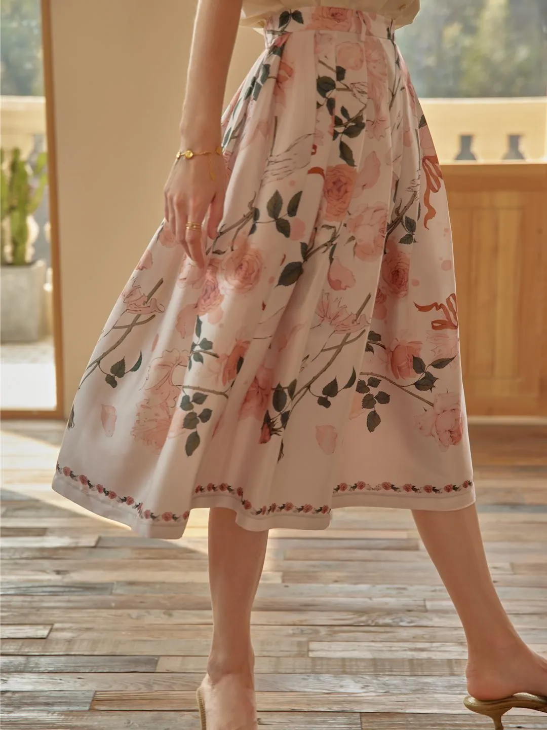 【Final Sale】Amira Floral-Print Pleated Skirt