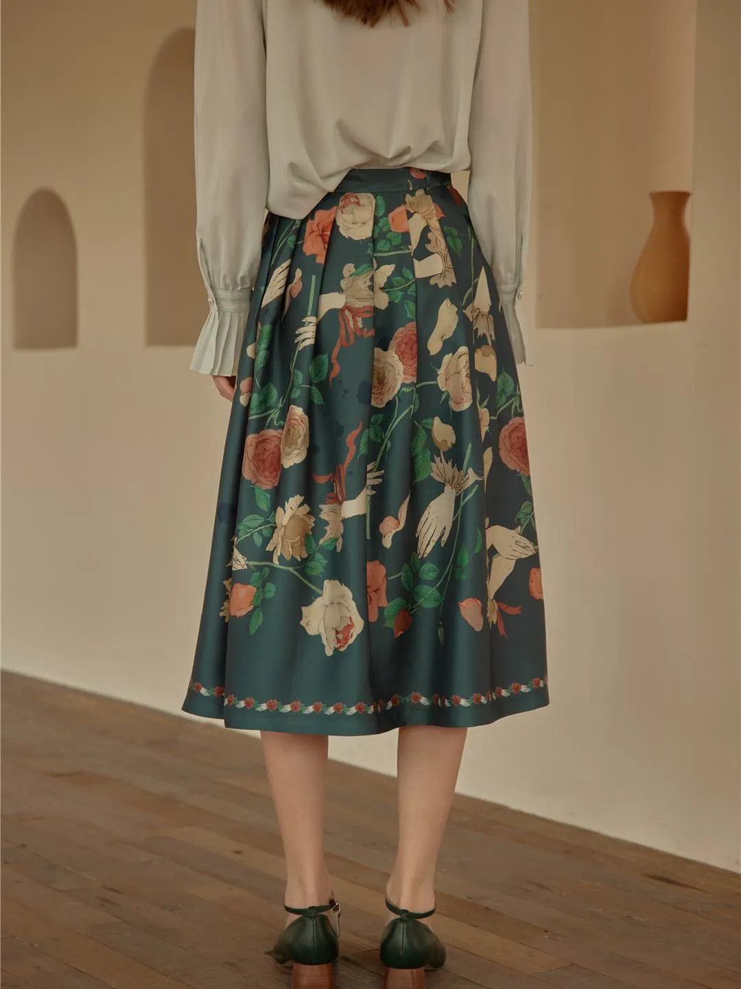 【Final Sale】Amira Floral-Print Pleated Skirt