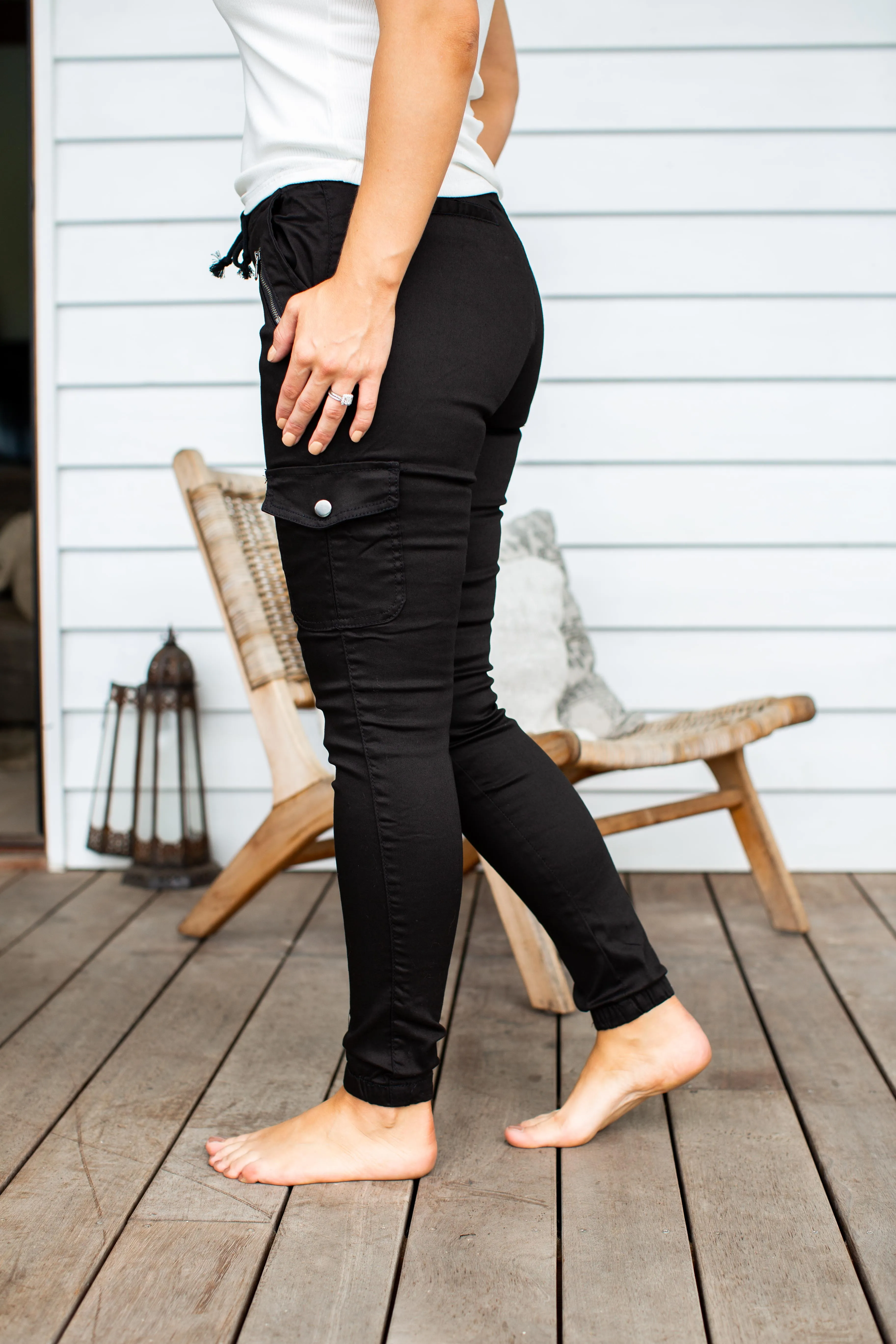 Florence Denim Joggers in Black