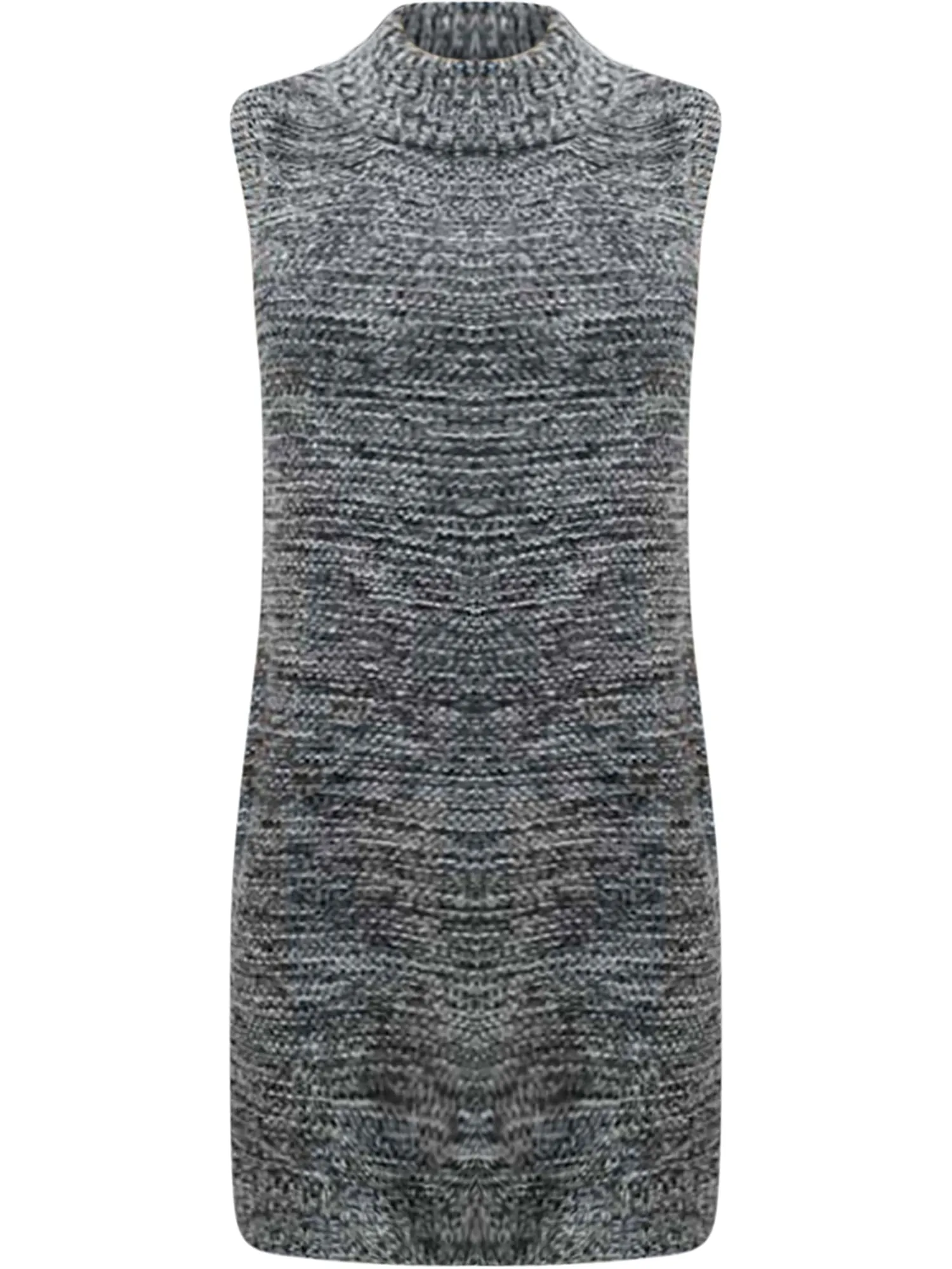 Gray Heathery Sleeveless Knit Sweater Dress