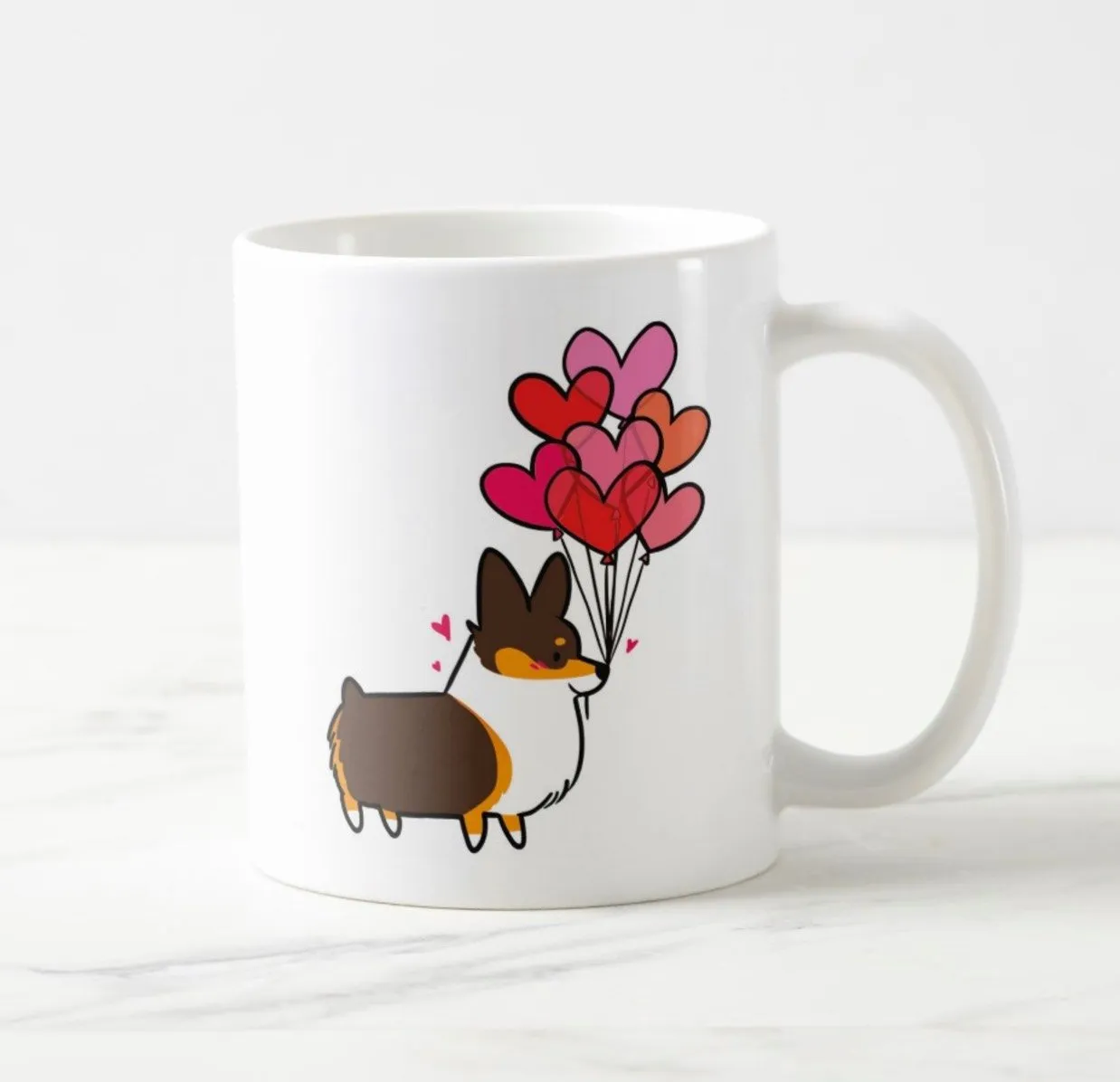 Heart Balloons Corgi Mug | 11oz / 15oz