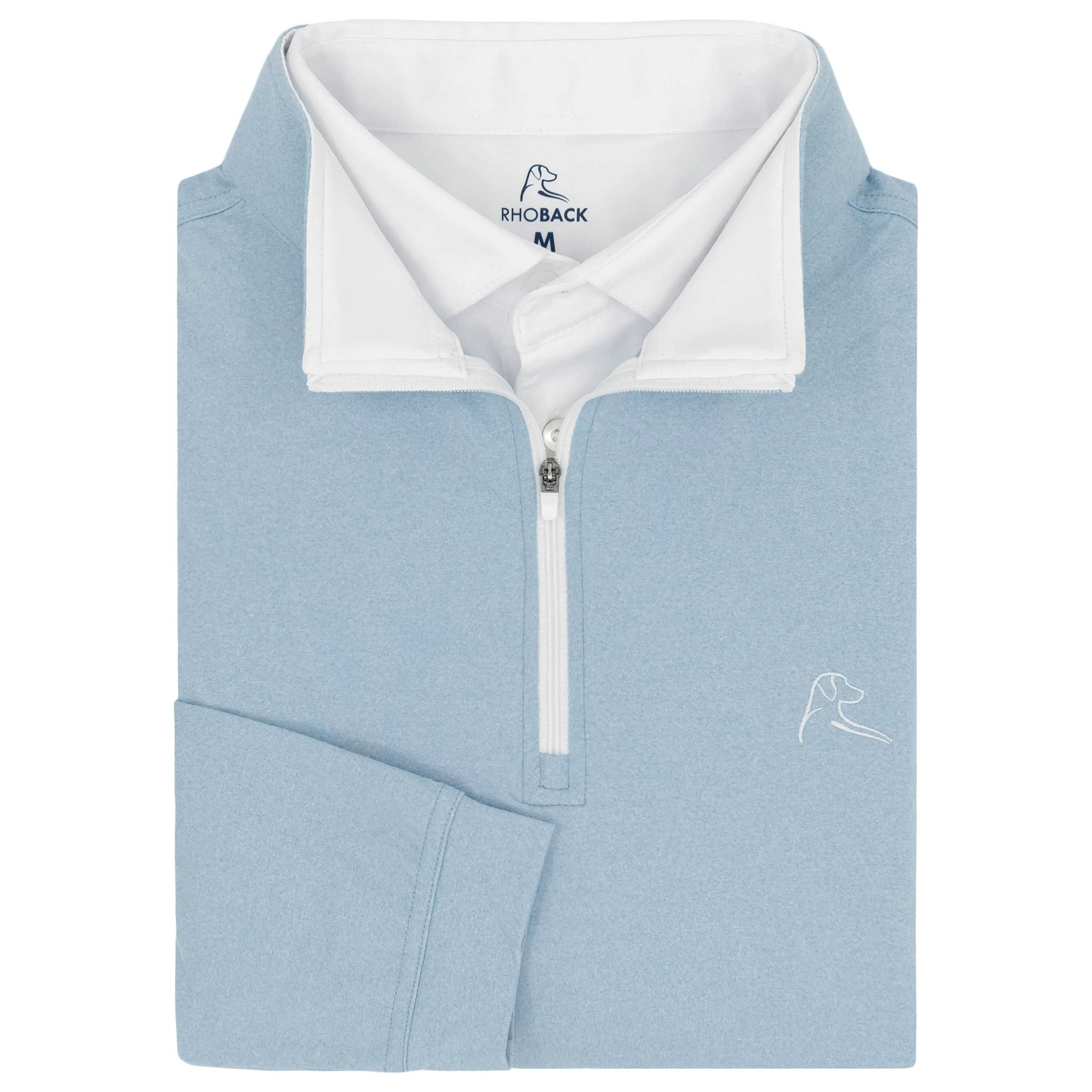 Heather Performance Q-Zip | Heather - Stone Blue/White