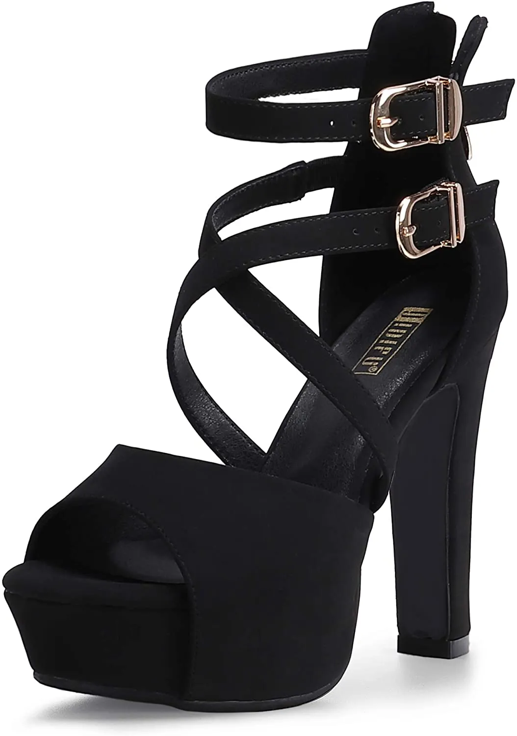 High Chunky Heels Peep Toe Pump