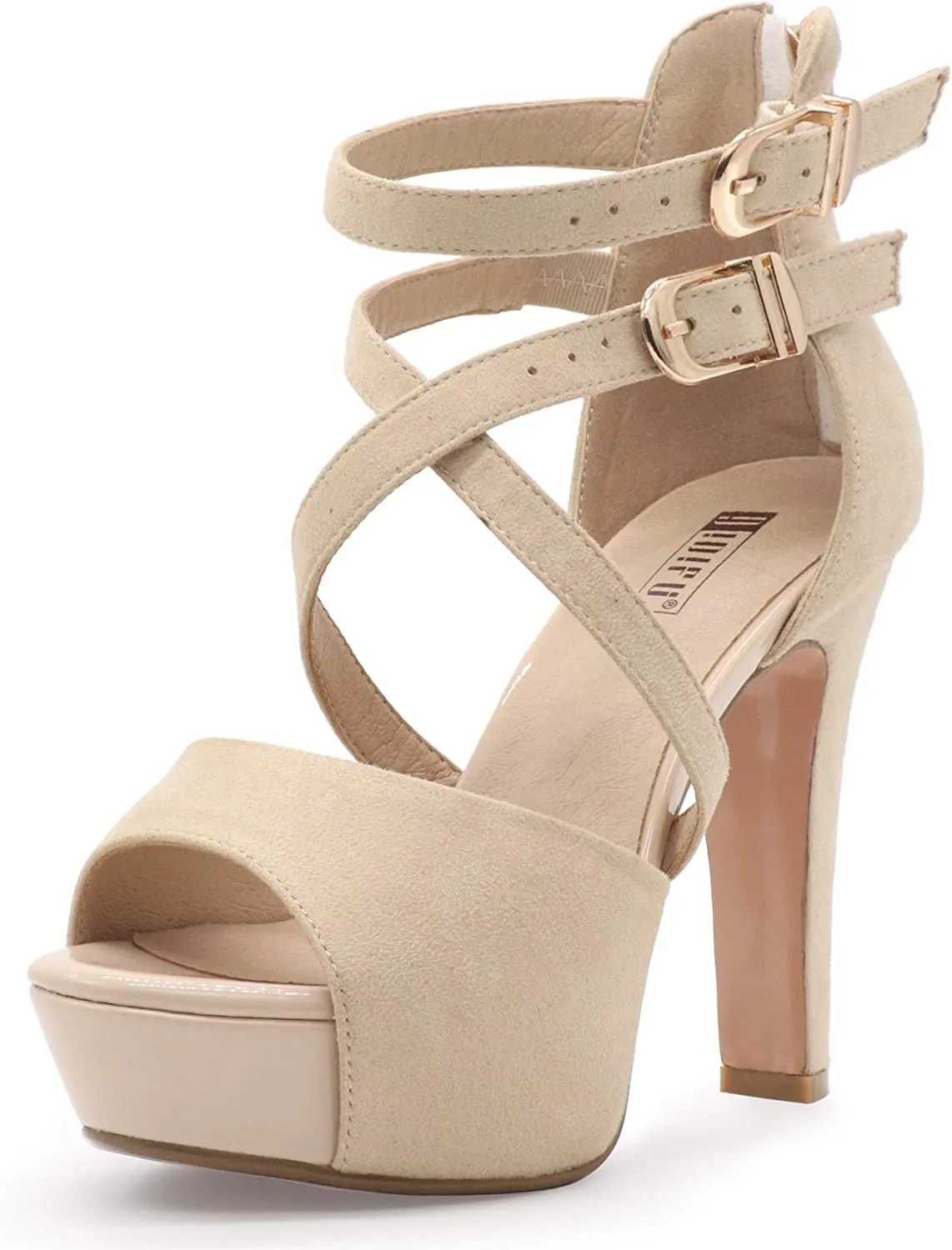 High Chunky Heels Peep Toe Pump