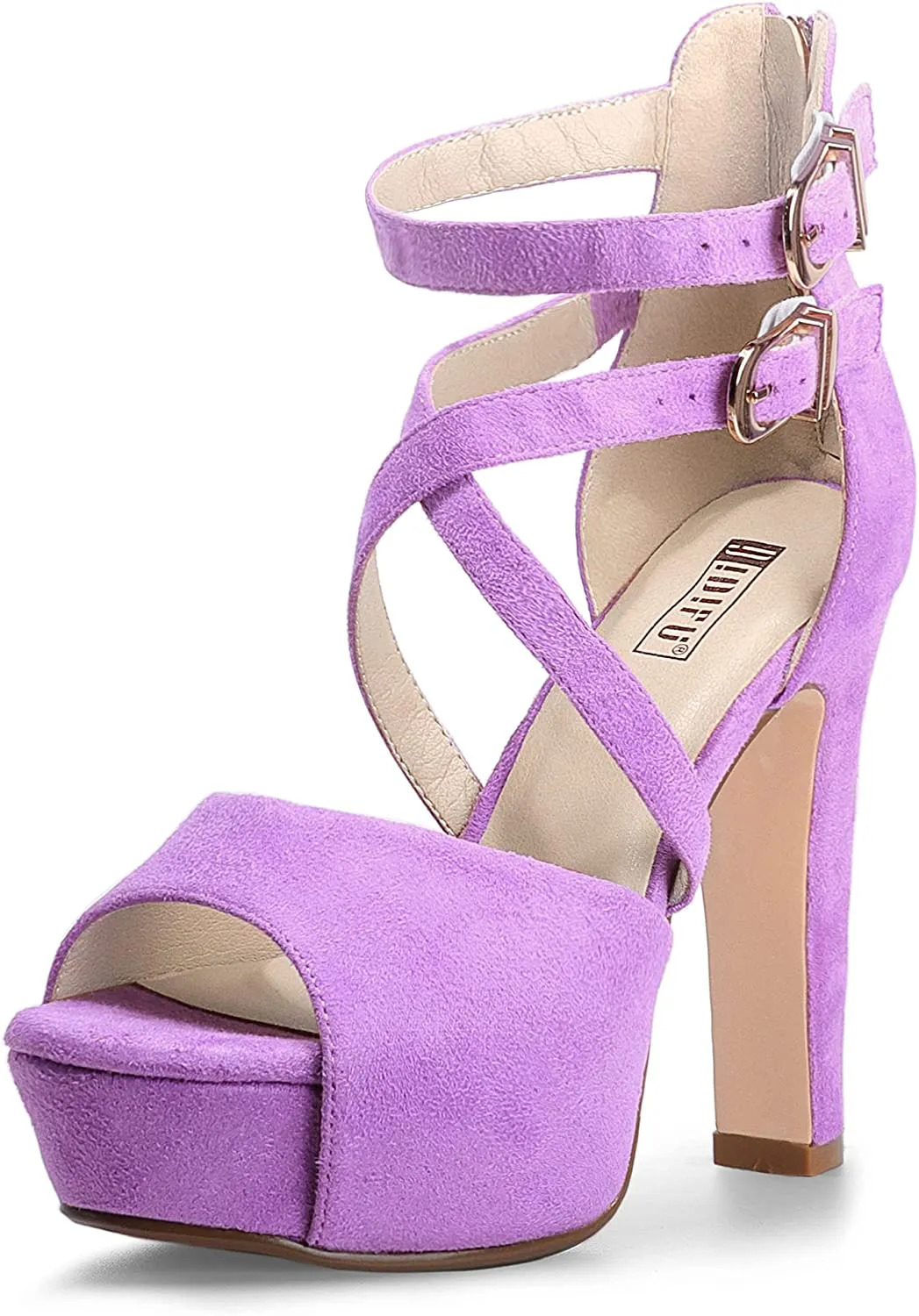 High Chunky Heels Peep Toe Pump