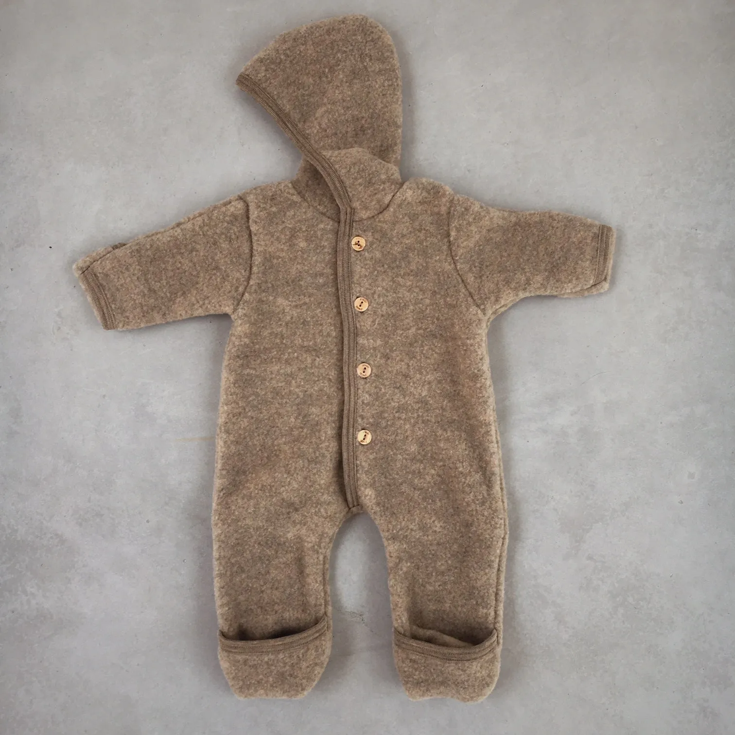 Hooded overall - 100% Virgin wool - Oversized fit - Walnut