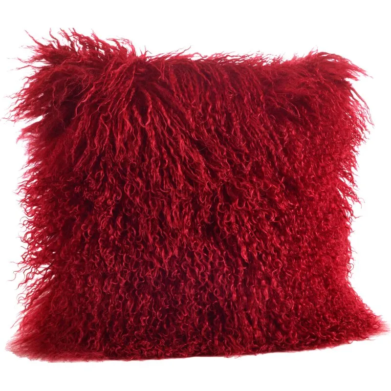 Ivia Square Lamb Fur 100% Wool Pillow Cover & Insert