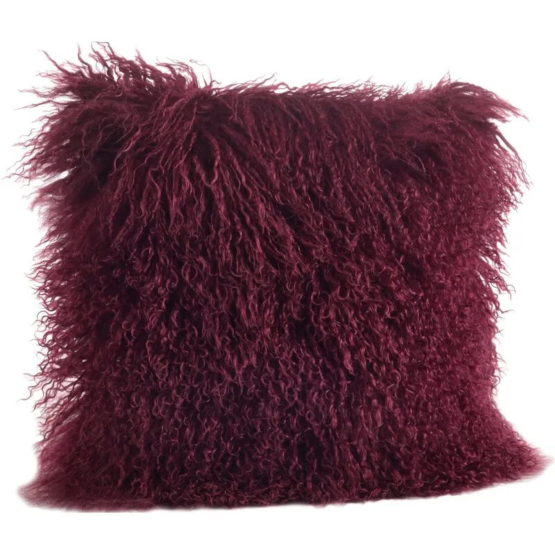 Ivia Square Lamb Fur 100% Wool Pillow Cover & Insert