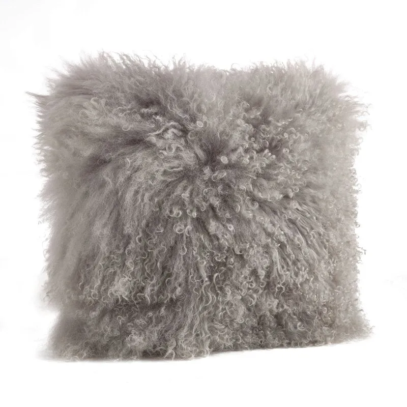 Ivia Square Lamb Fur 100% Wool Pillow Cover & Insert