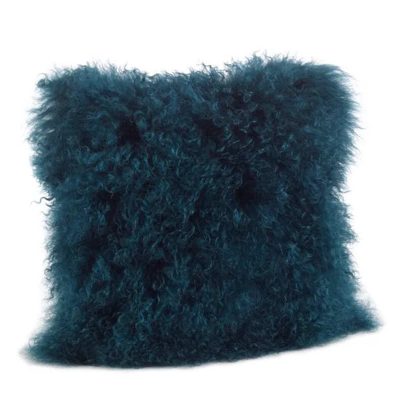 Ivia Square Lamb Fur 100% Wool Pillow Cover & Insert