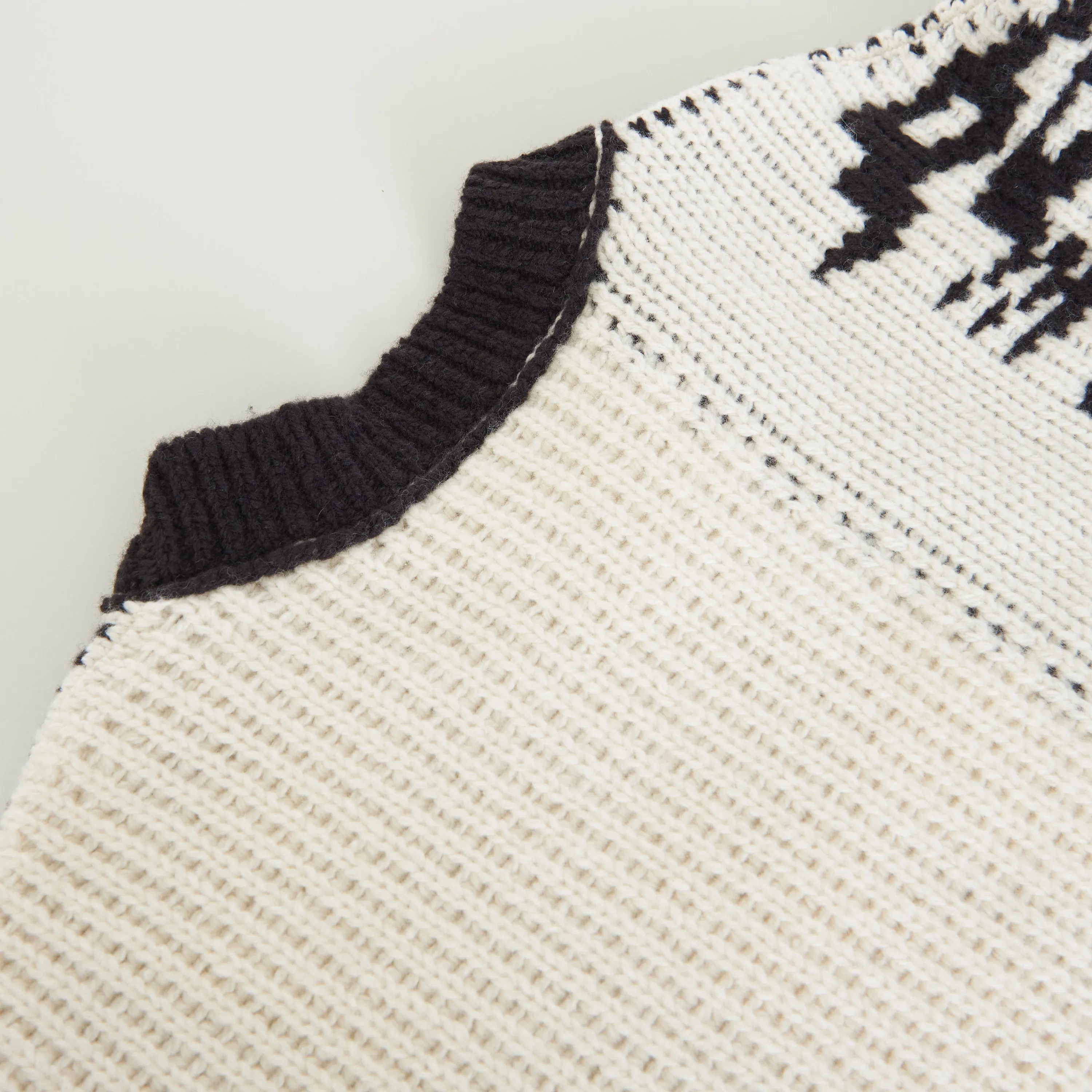 Jumper With Bottega Jacquard Graphic Writing In Black & White Wool