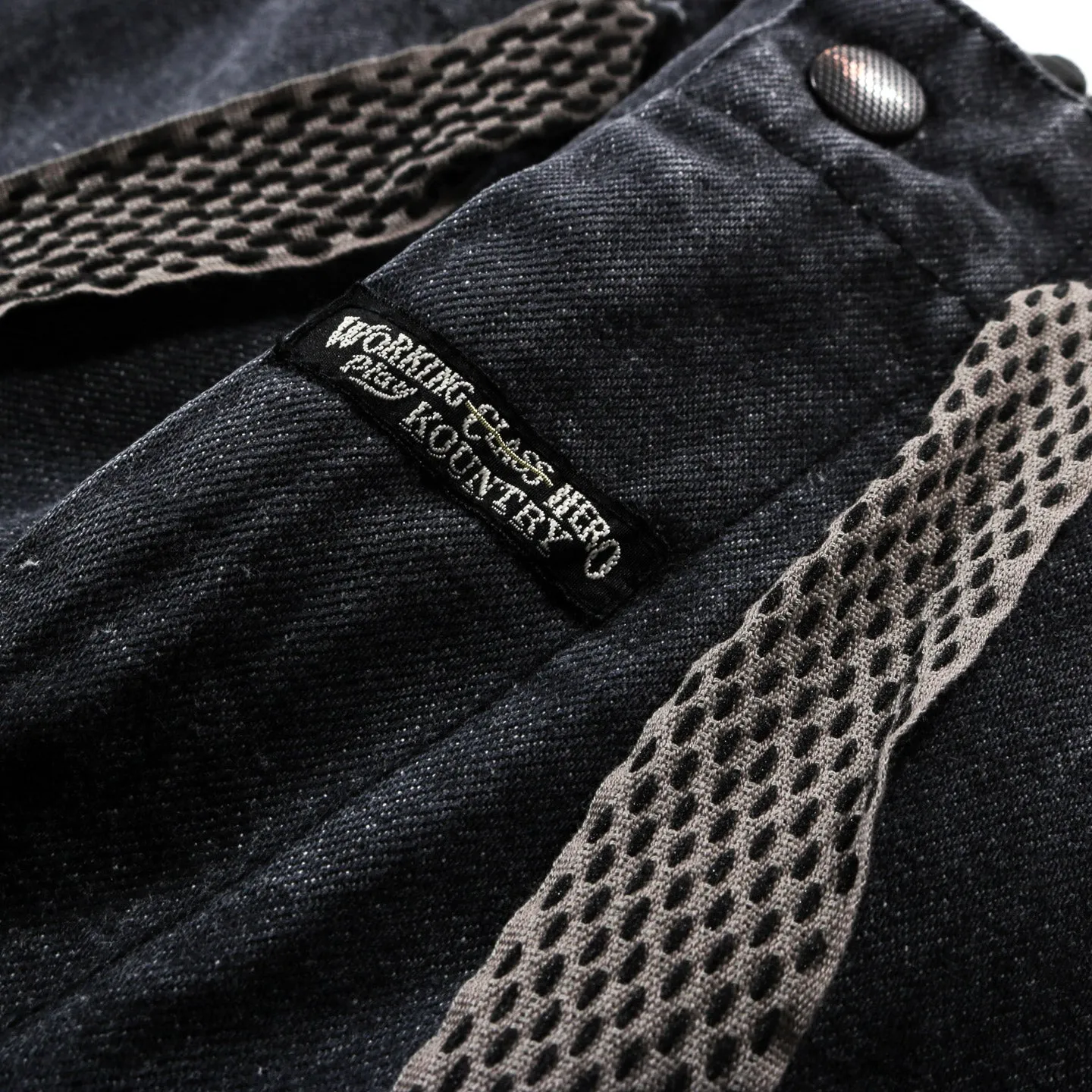 KAPITAL 14OZ BLACK DENIM NOUVELLE SHUTTLE PANTS