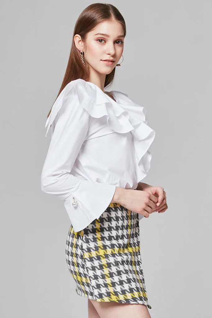 Keira Checked Wool-Blend Mini Skirt