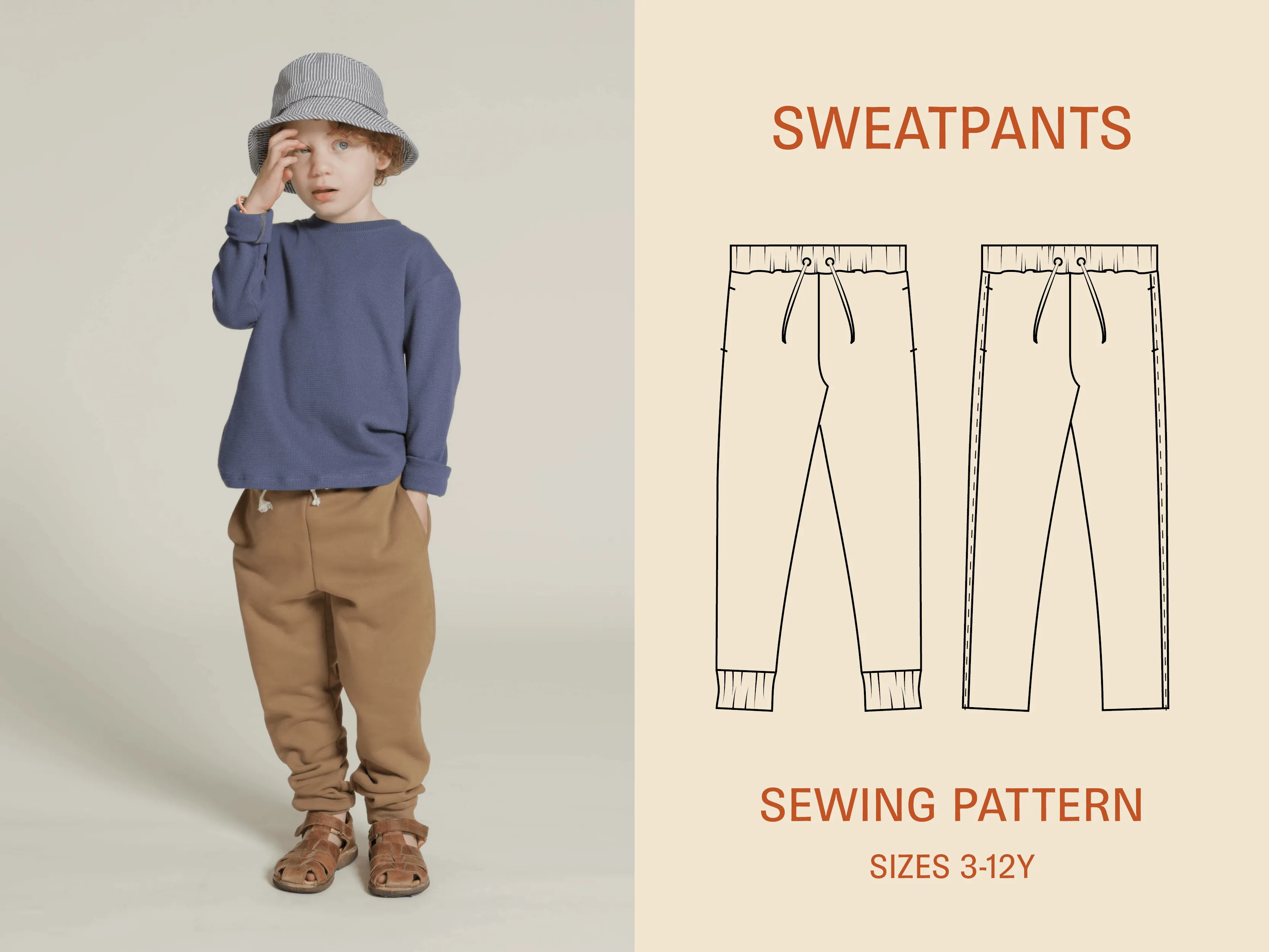 Kids sweatpants sewing pattern