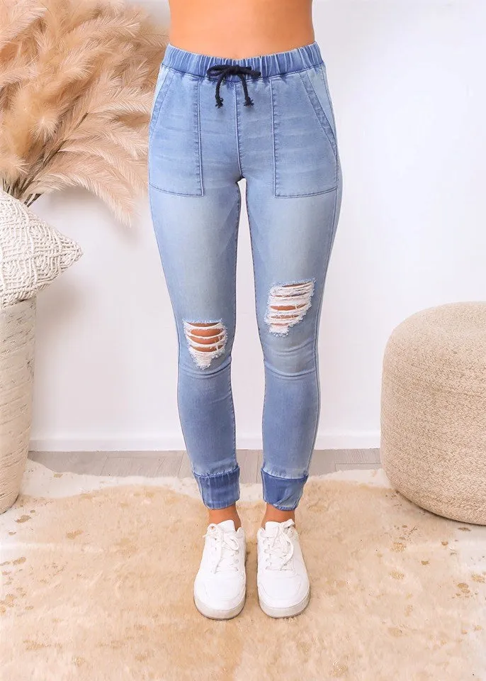 Leoni Ariana Denim Joggers Blue