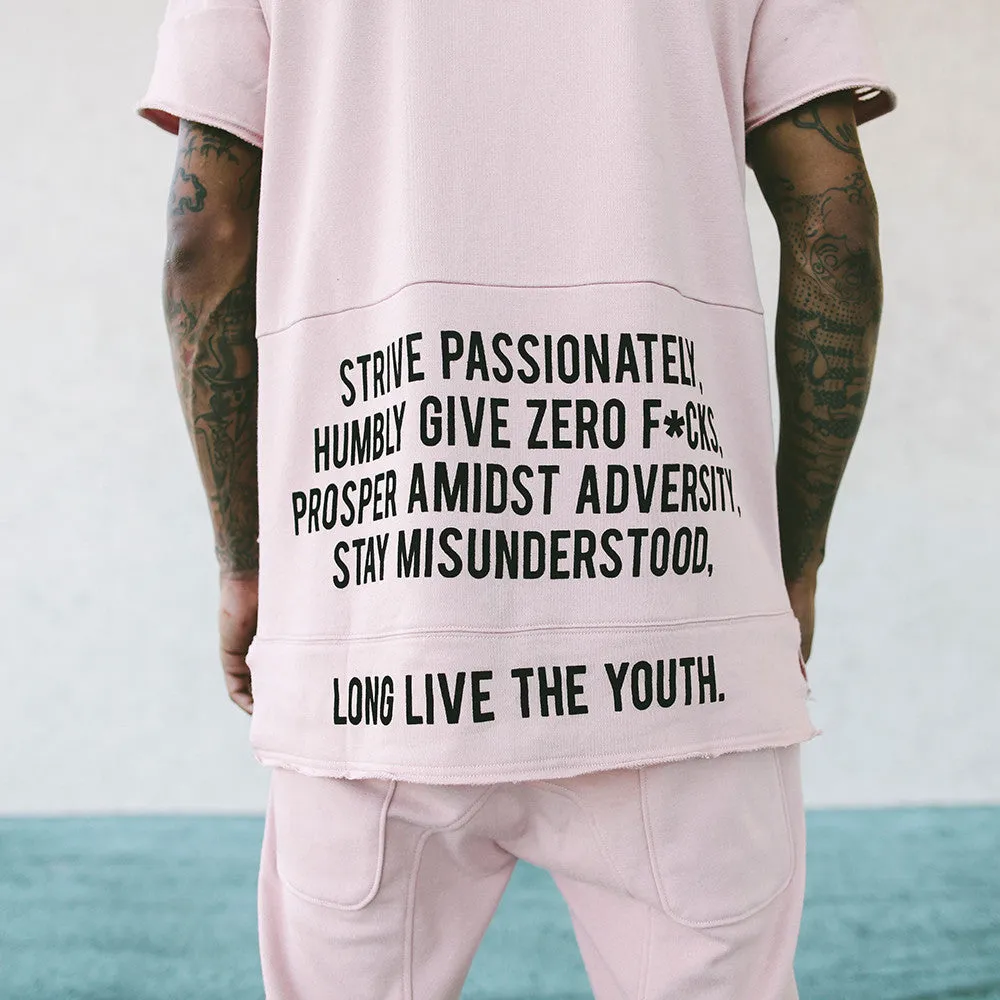 Long Live the Youth Distressed S/S Rose Sweatshirt