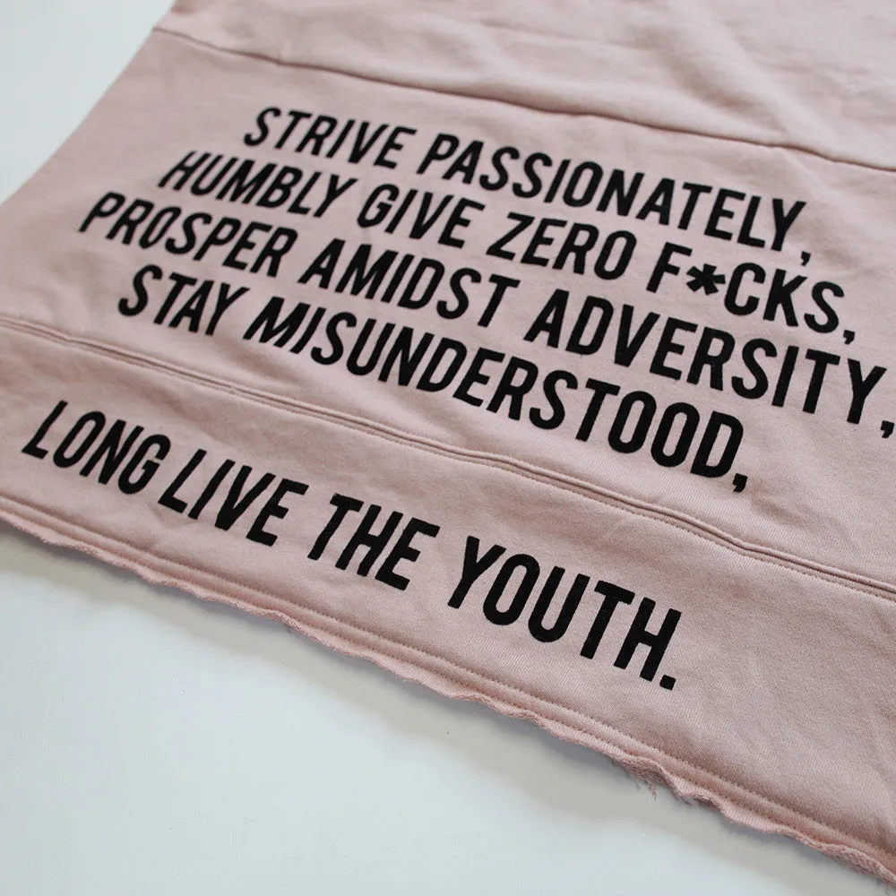 Long Live the Youth Distressed S/S Rose Sweatshirt