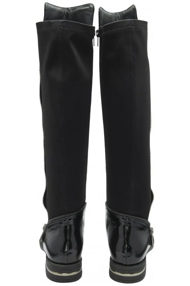 Lotus Tolouse knee high boot in Black patent