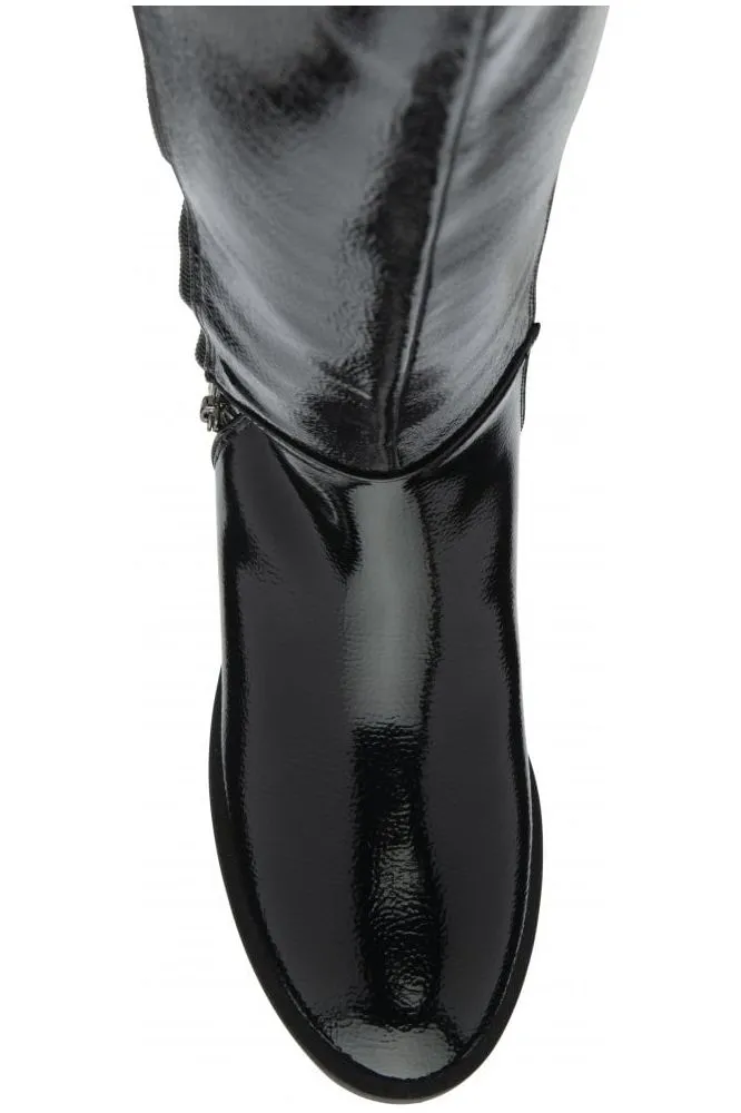 Lotus Tolouse knee high boot in Black patent