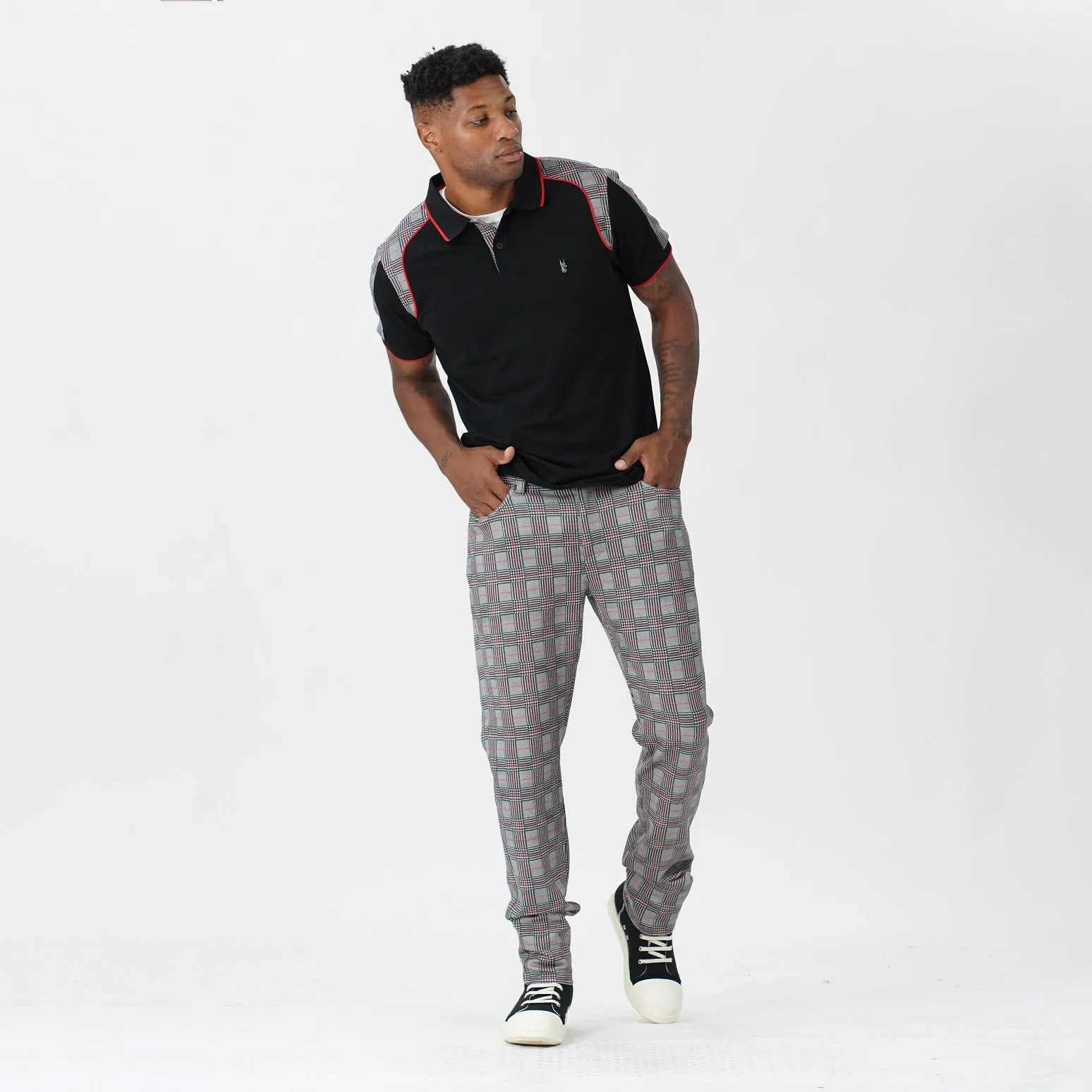 M1931 Vercelli Plaid Suede Pants - Black