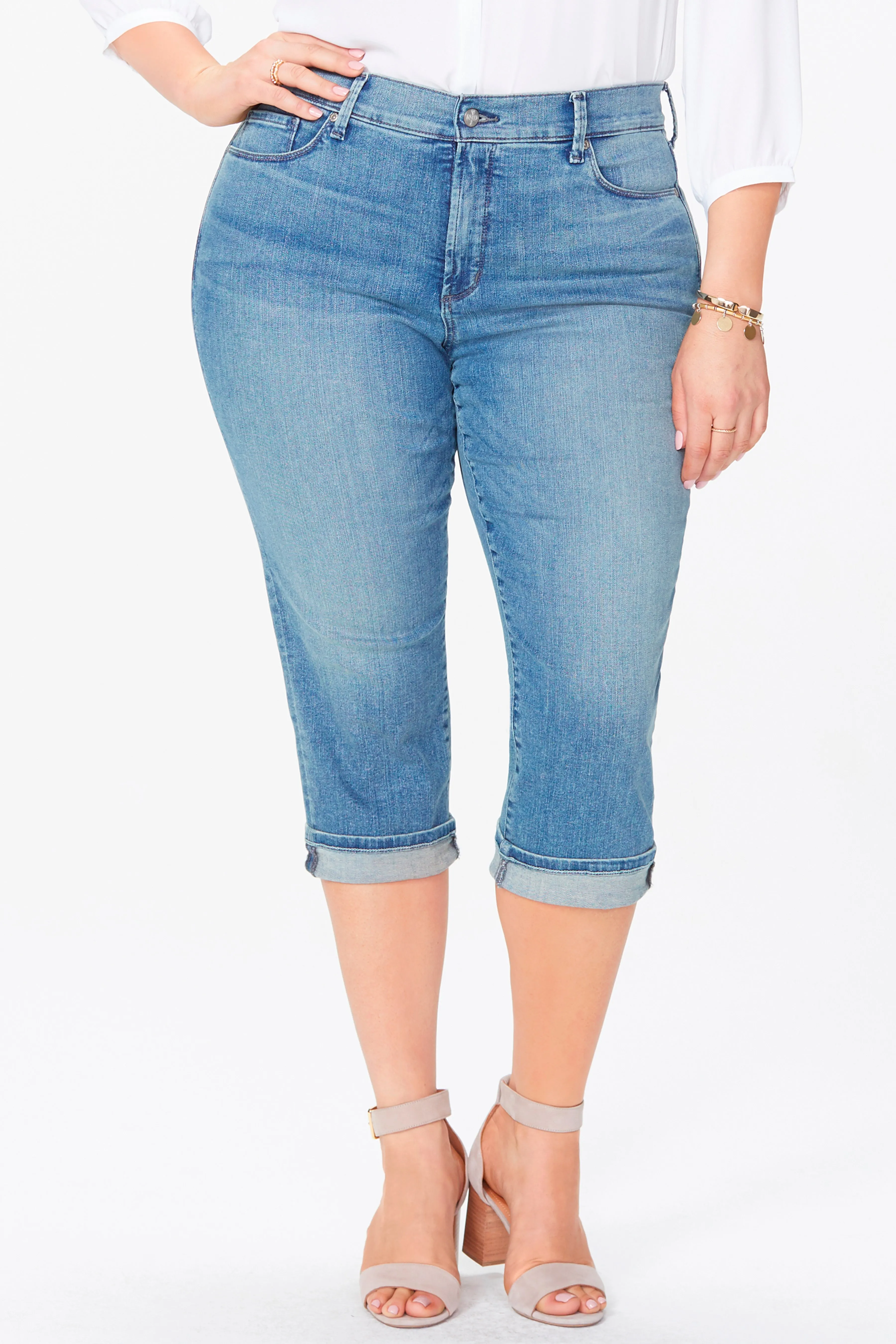 Marilyn Straight Crop Jeans In Plus Size - Pacific