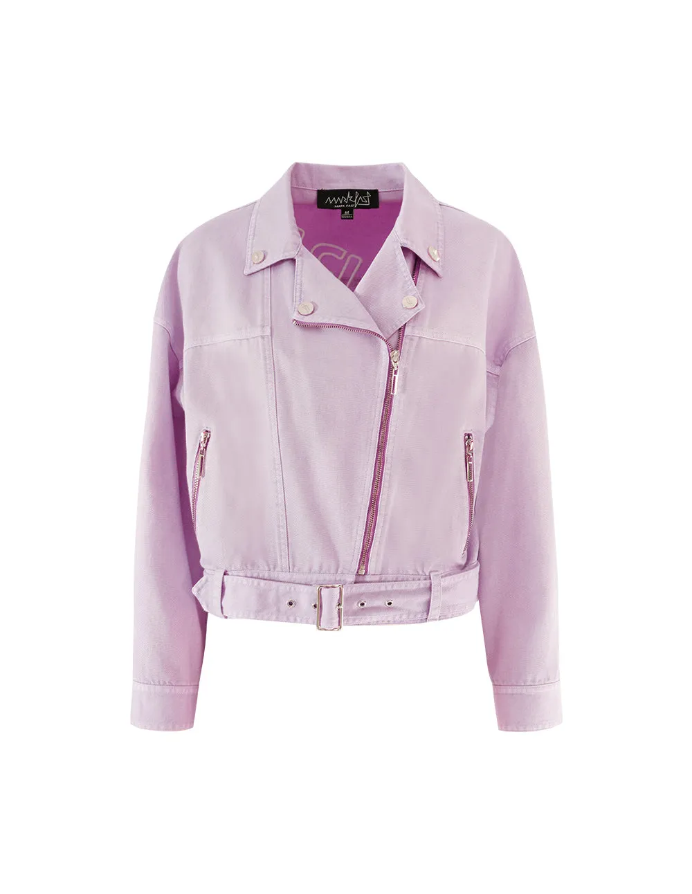 MARK FAST Women Pink Dyed Denim Biker Jacket