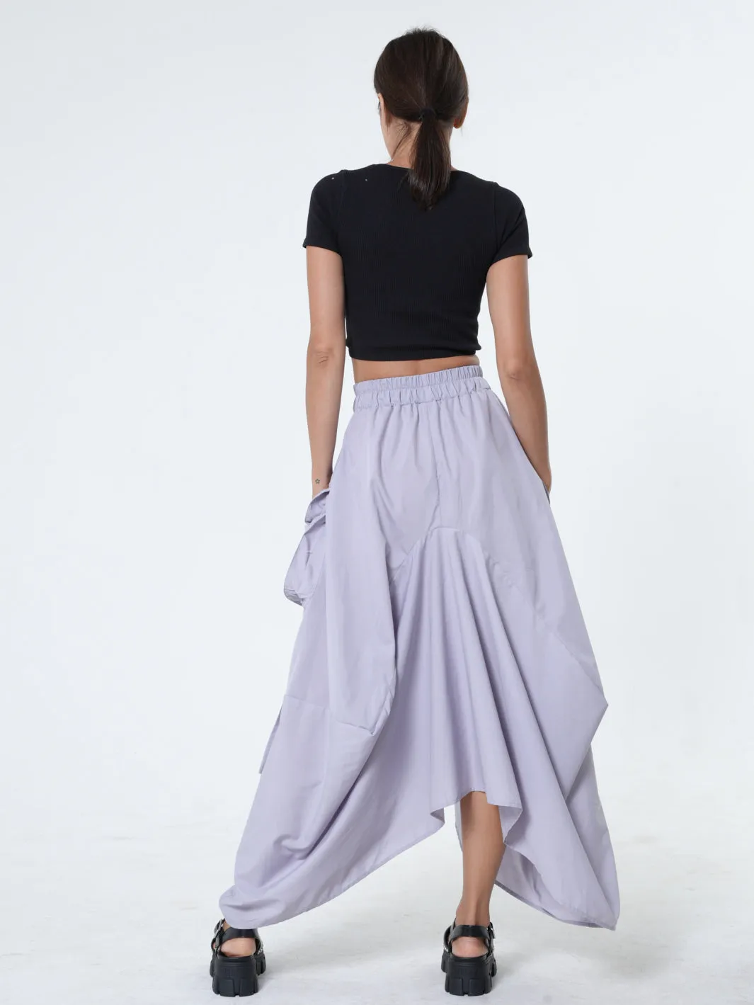 Maxi Skirt With Drapings In Gray