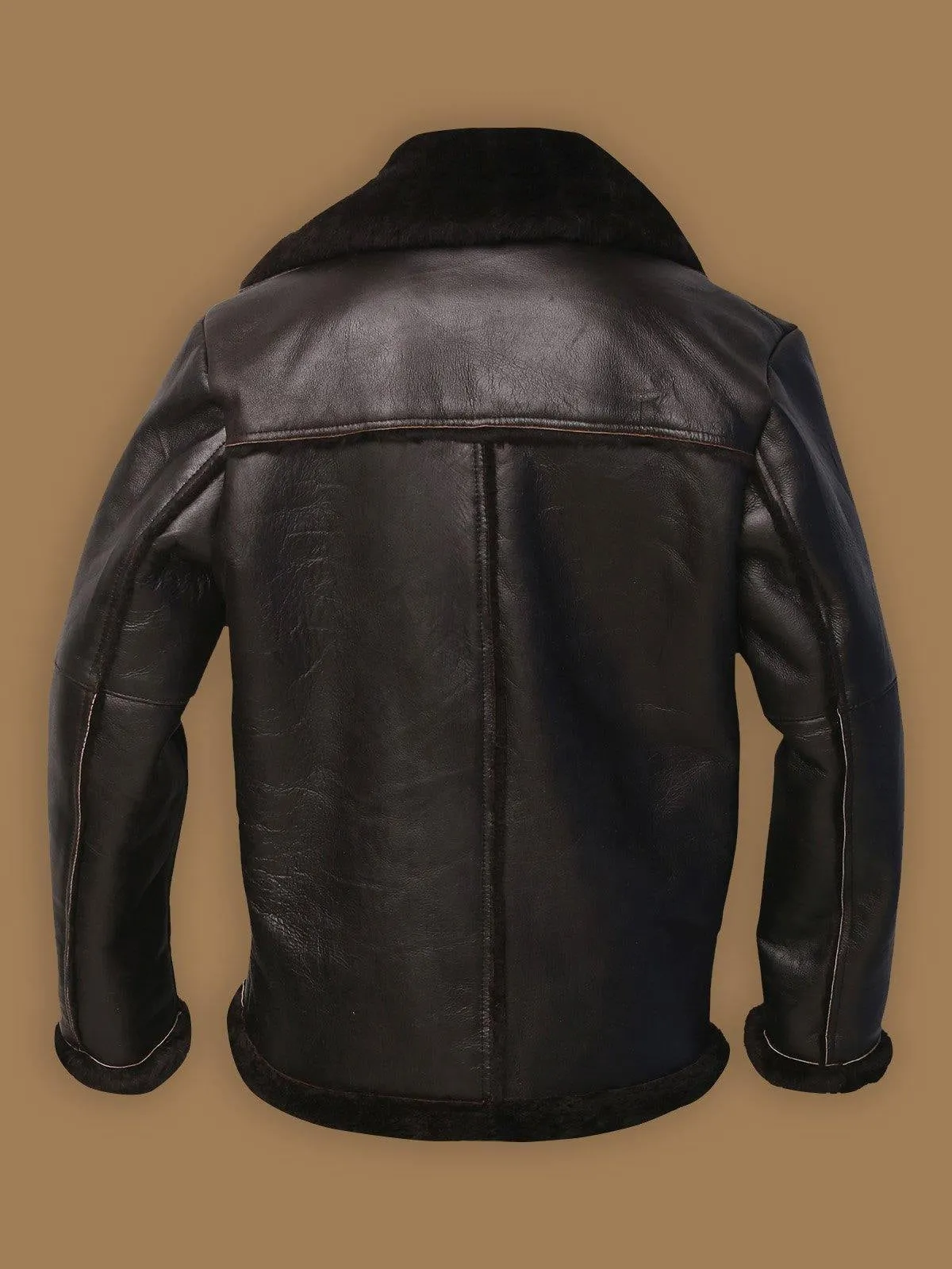 Men Dark Brown Shearling Bomber Aviator Jacket