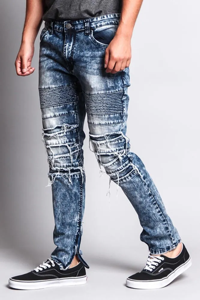 Men's Distressed Biker Jeans