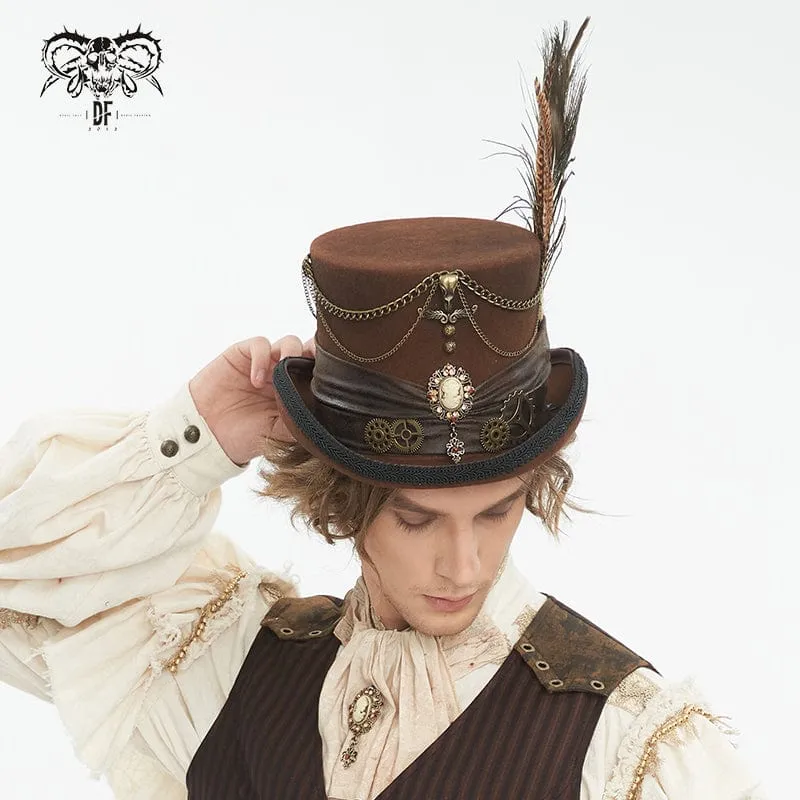 Men's Gothic Gear Feather Top Hat