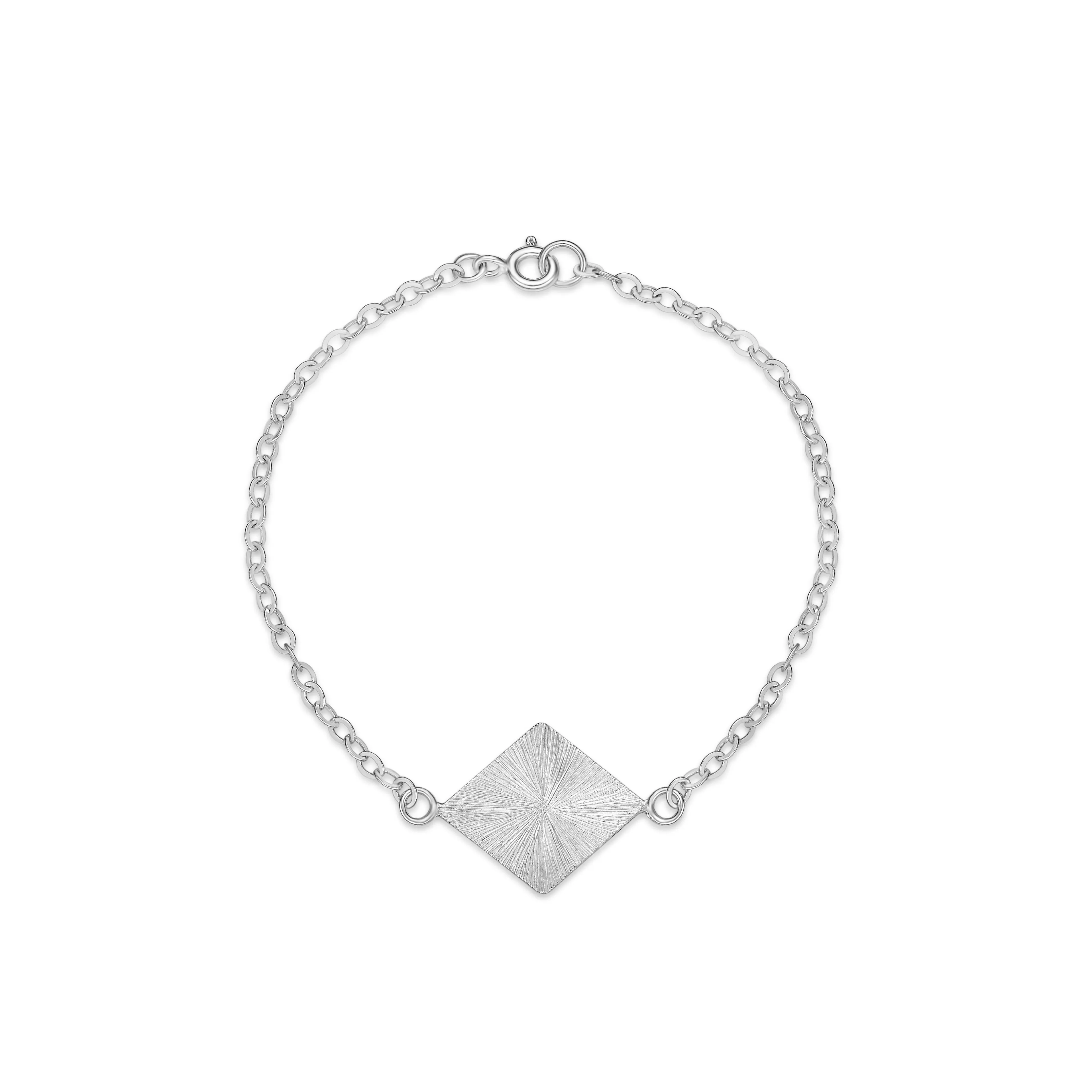 Natalie Wong- Rhombus Shape Bracelet  with Hand Engraving