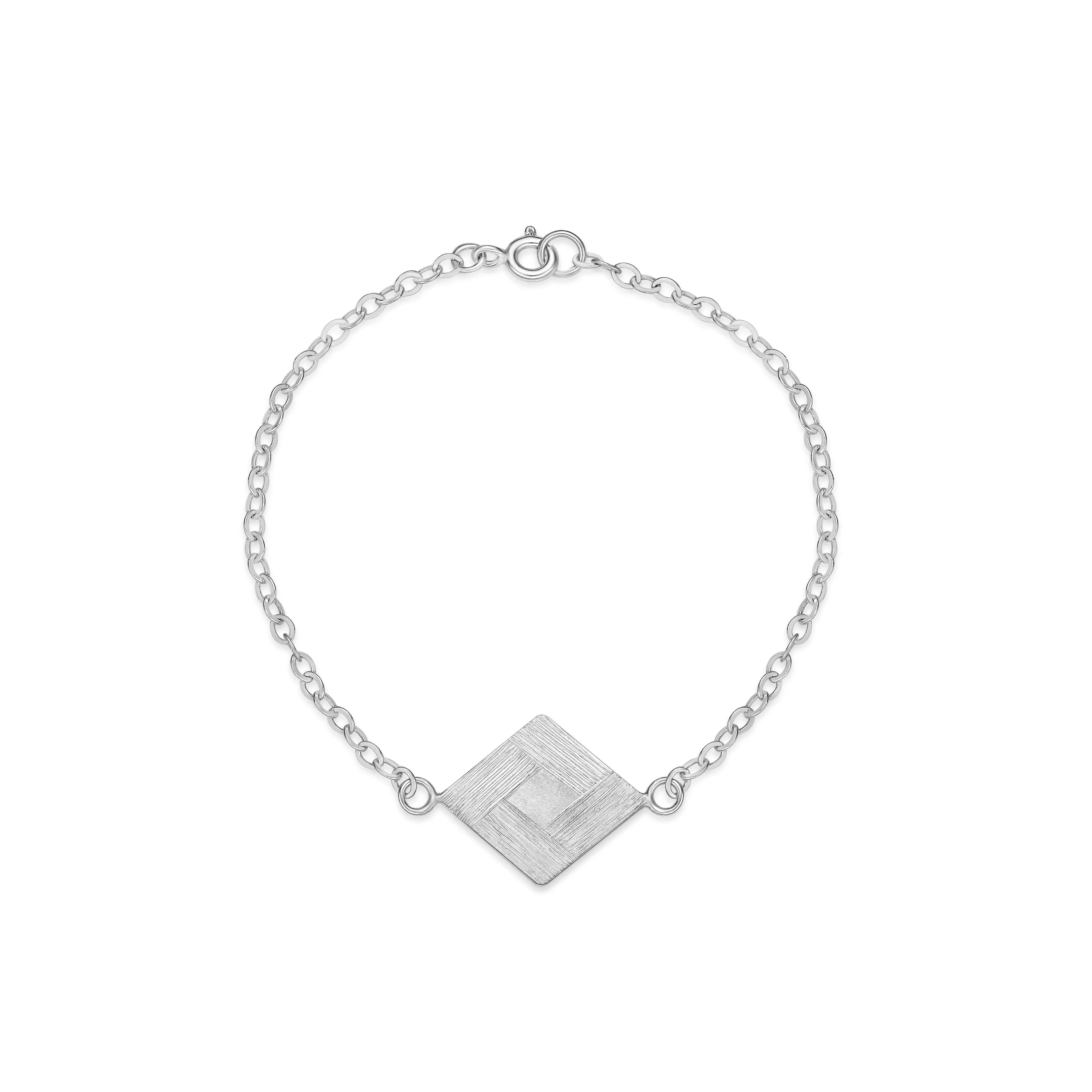 Natalie Wong- Rhombus Shape Bracelet  with Hand Engraving