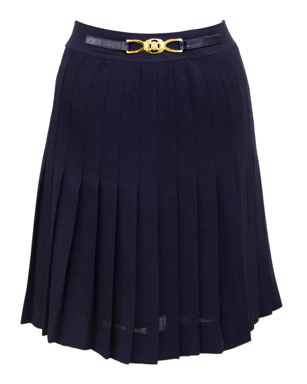 Navy Pleated Skirt