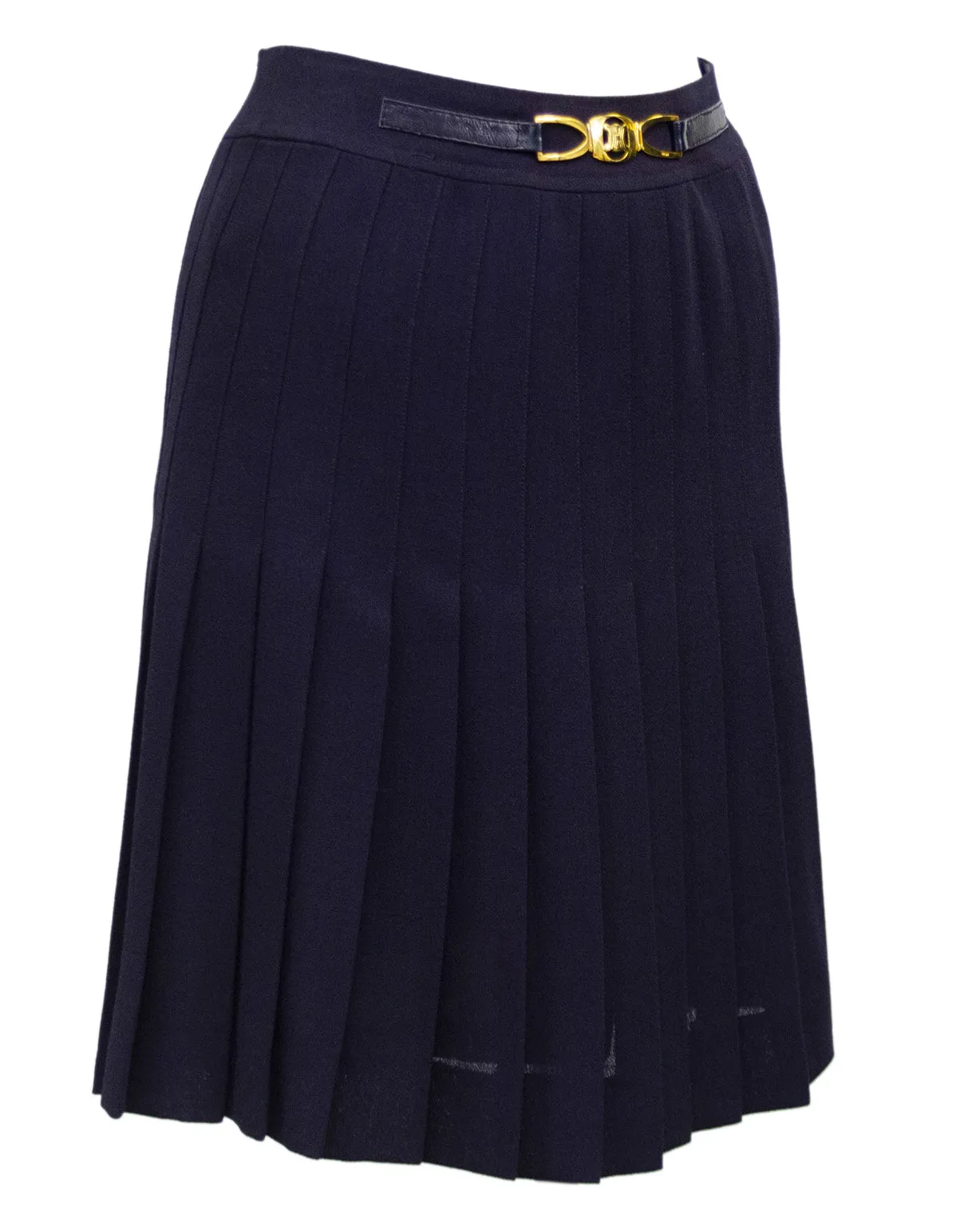 Navy Pleated Skirt