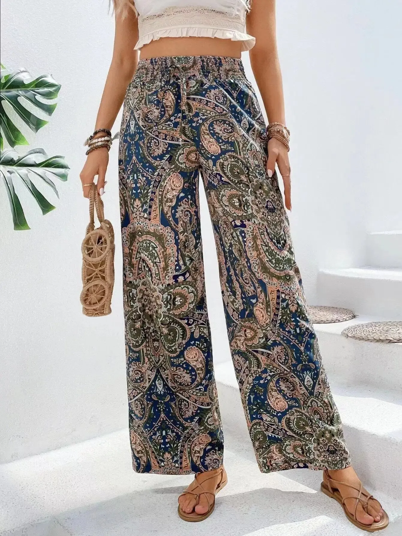 NOA VINTAGE WIDE-LEG PANTS NAVY