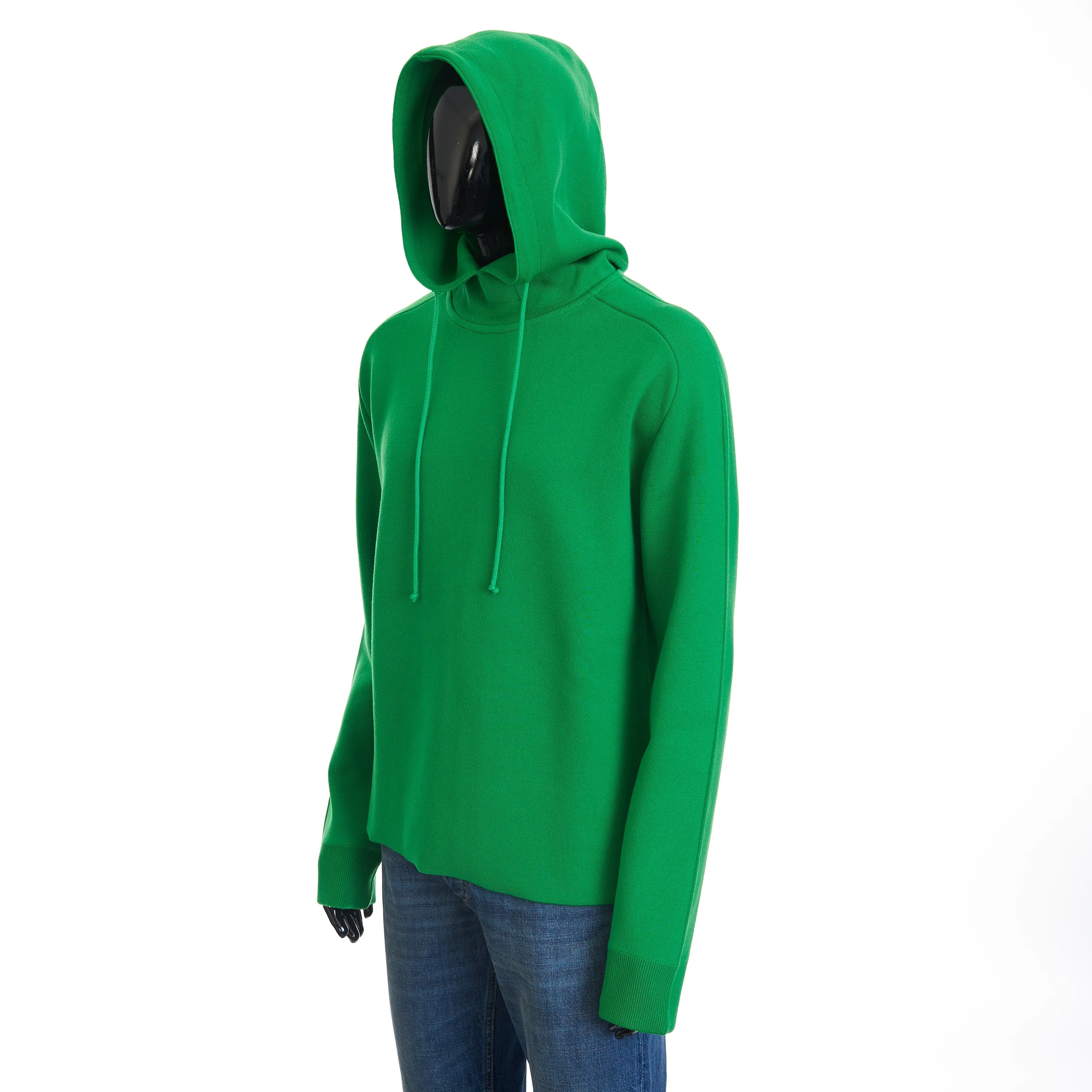 Parakeet Green Lightweight Double Merino Wool Hooded Jumper