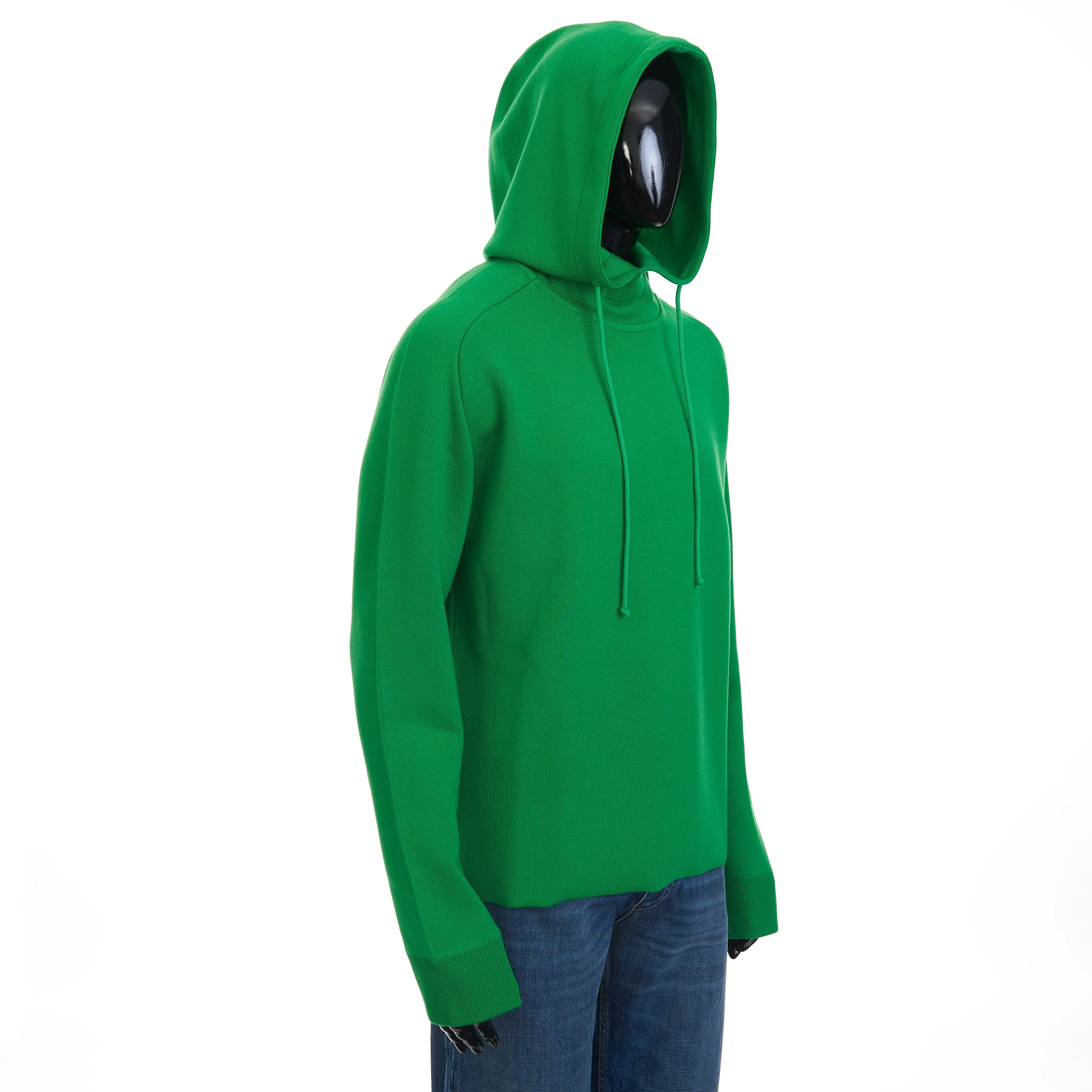 Parakeet Green Lightweight Double Merino Wool Hooded Jumper