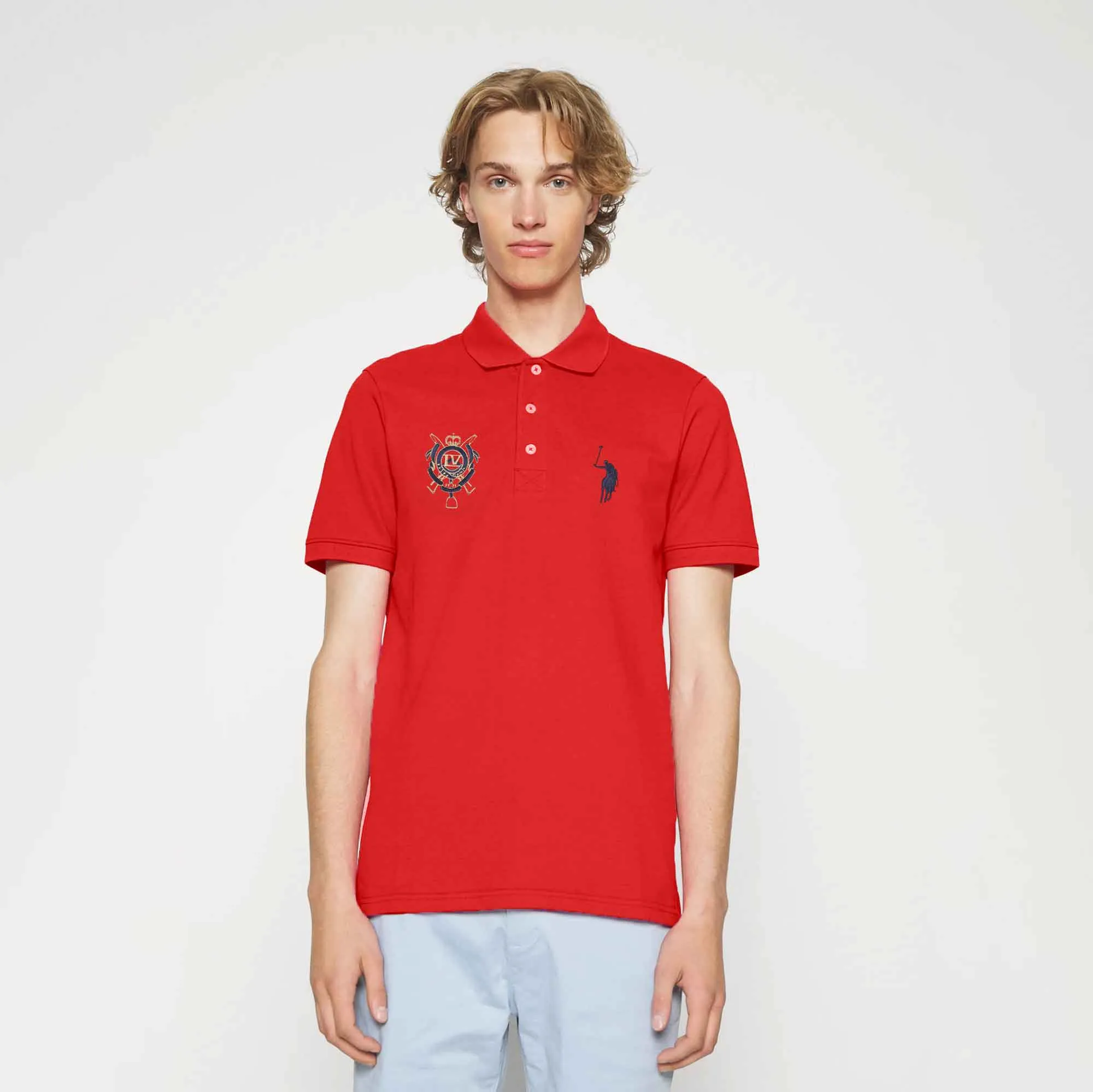 Polo Republica Men's Signature Pony And LV Crest Embroidered Polo Shirt