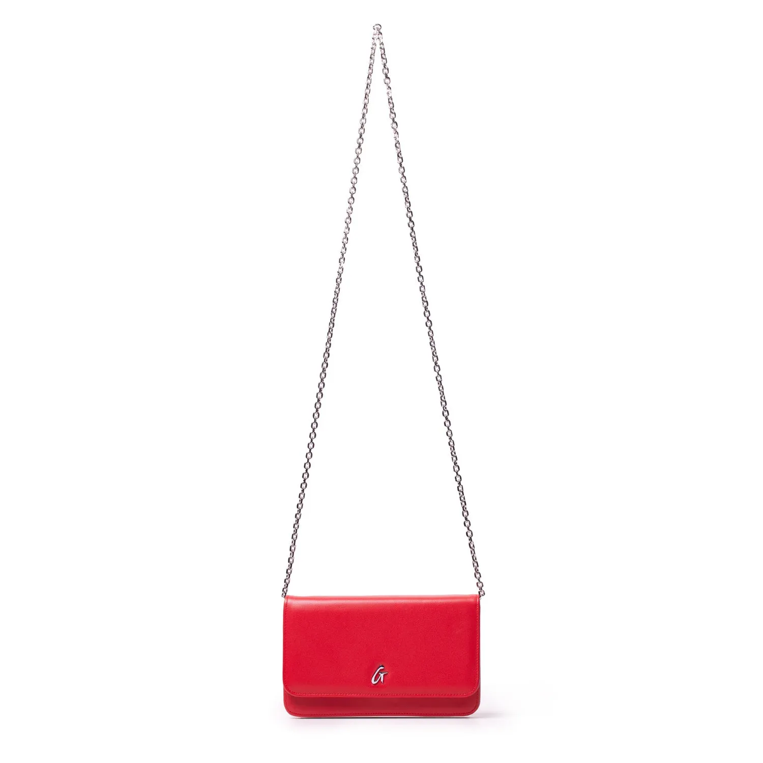 RED STANDARD WALLET ON CHAIN-SILVER